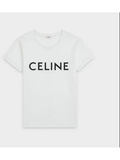 Logo Print Cotton Short Sleeve T-shirt White - CELINE - BALAAN 2