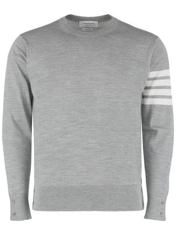 4 Bar Armband Classic Merino Wool Knit Top Light Grey - THOM BROWNE - BALAAN 1