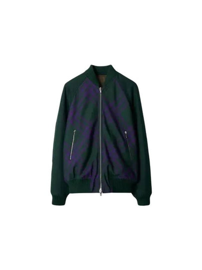 Reversible Check Bomber Jacket Green - BURBERRY - BALAAN 2