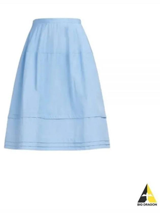 Micro Pleated Cotton A-Line Skirt Blue - MARNI - BALAAN 2