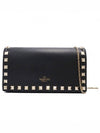 Women s Valentino RW2P0372BOL Black Calfskin Gold Rockstud Chain Cross Bag gt 2WAY Gangbuk used luxury goods - VALENTINO - BALAAN 1