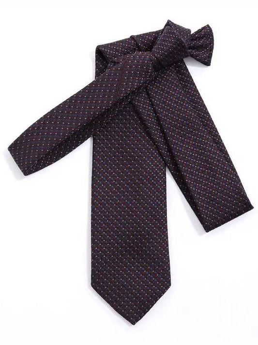 Wine square pattern silk blend tie C07NTWD01 270484 - CORNELIANI - BALAAN 1