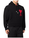 Big Heart Logo Wool Hoodie Black - AMI - BALAAN 4