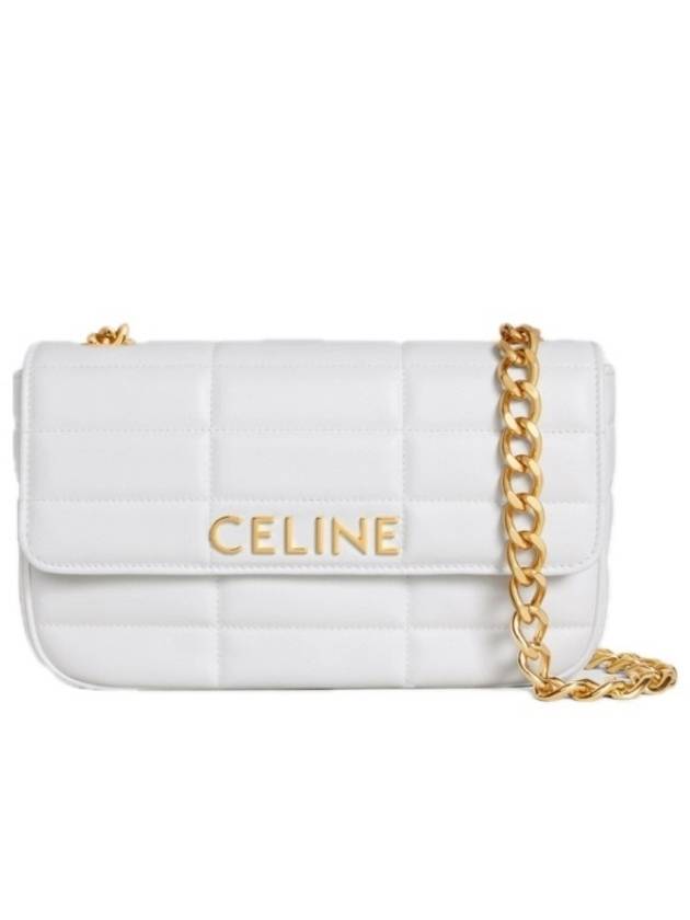 Monochrome Matelasse Quilted Calfskin Chain Shoulder Bag White - CELINE - BALAAN 2