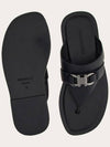 Gancini Leather Flip Flops Black - SALVATORE FERRAGAMO - BALAAN 4