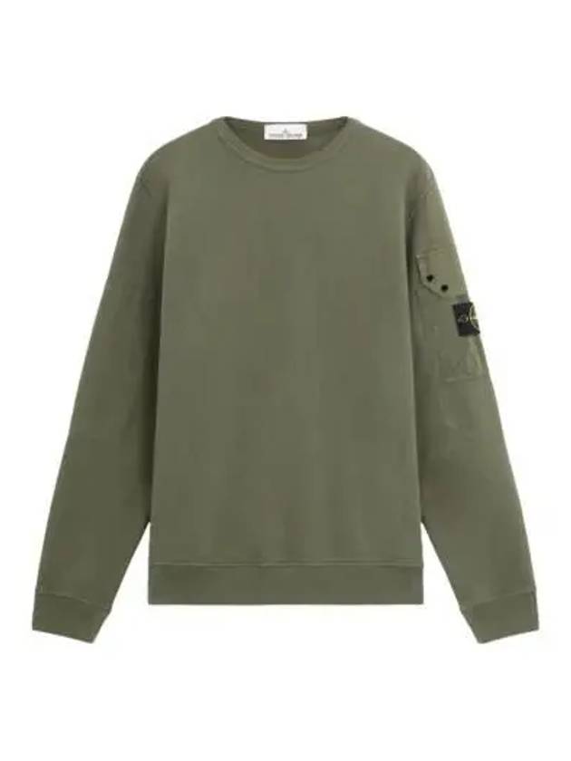 Brushed Organic Cotton Fleece Sweatshirt Green - STONE ISLAND - BALAAN 3