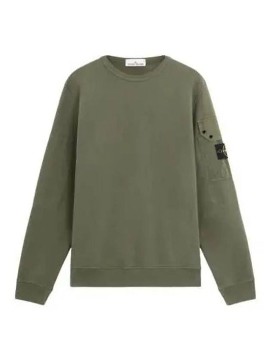 Brushed Organic Cotton Fleece Sweatshirt Green - STONE ISLAND - BALAAN 2