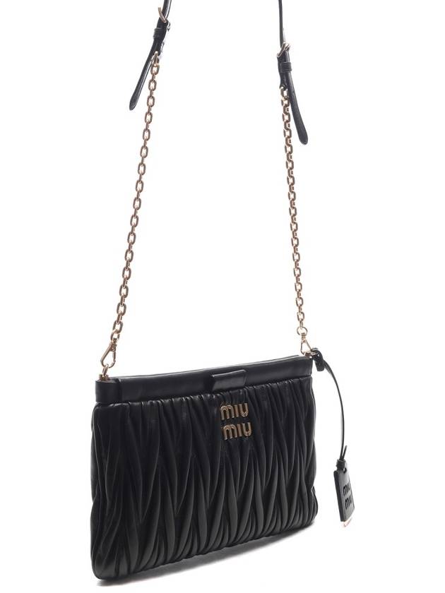 Matelasse Leather Chain Clutch Bag Black - MIU MIU - BALAAN 4