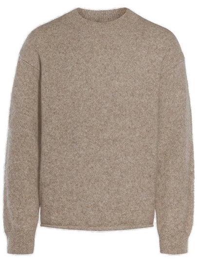 Le Pull Logo Crew Neck Alpaca Wool Knit Top Beige - JACQUEMUS - BALAAN 2