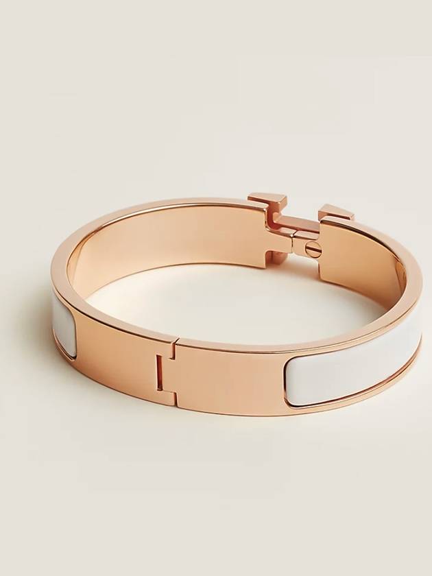 Clic H Bracelet Rose Gold Blanc - HERMES - BALAAN 3