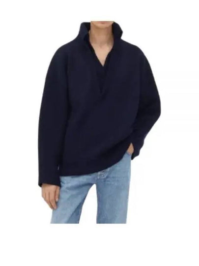 Compact Double Layer Neckline Knit Top Navy - BOTTEGA VENETA - BALAAN 2