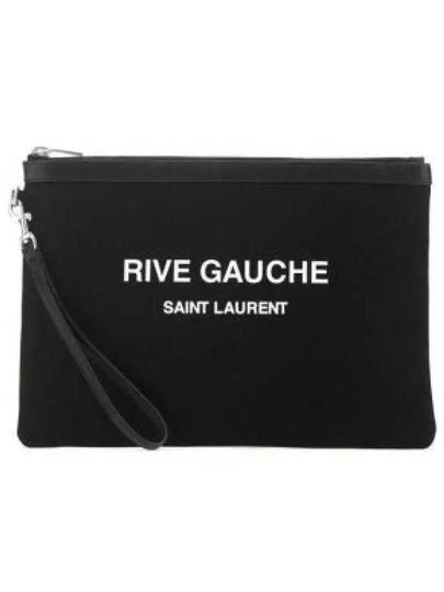 Rive Gauche Zipper Strap Clutch Bag Black - SAINT LAURENT - BALAAN 2