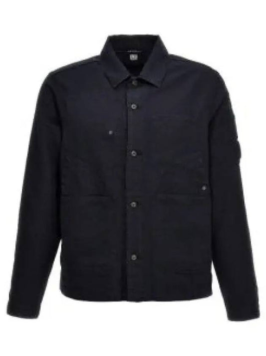 Cotton Linen Over Long Sleeve Shirt Navy - CP COMPANY - BALAAN 2