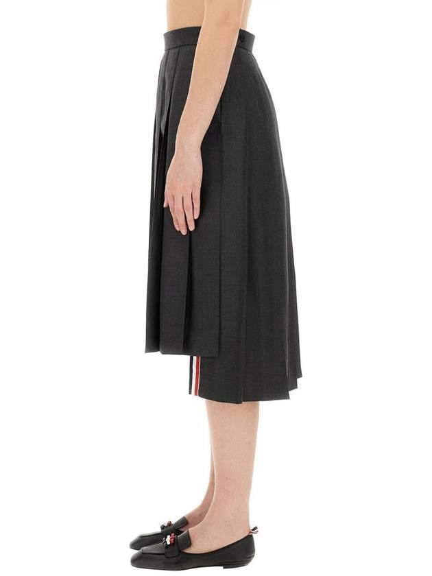 Super 120S Twill Below Knee Pleated Skirt Dark Grey - THOM BROWNE - BALAAN 5