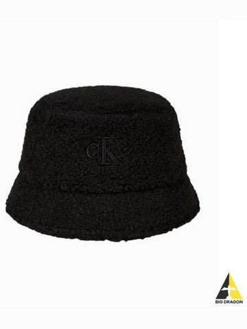 JEANS Unisex CKJ Small Monogram Logo Sherpa Bucket Hat 4K5034G TMZ - CALVIN KLEIN - BALAAN 1