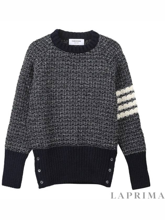 Tuck Stitch Raglan Sleeve Crew Neck Knit Top Navy - THOM BROWNE - BALAAN 9