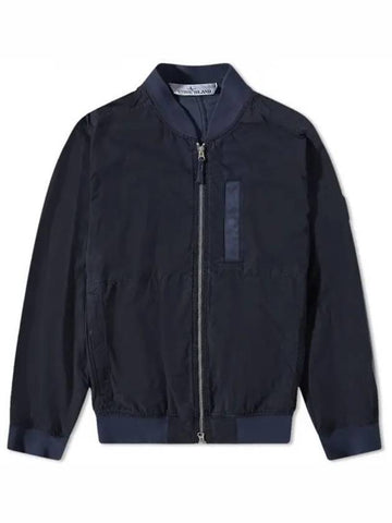 Men's Cupro Cotton Twill TC Bomber Jacket Blue - STONE ISLAND - BALAAN 1