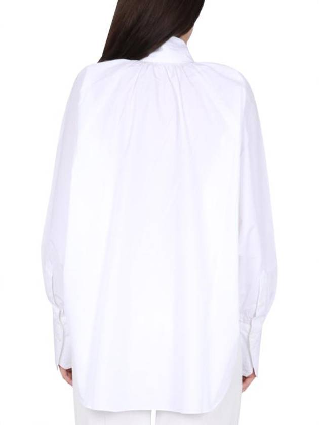 High Neck Long Sleeve Cotton Blouse White - PATOU - BALAAN 4