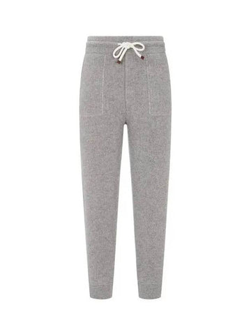 Men s Ribbed Cashmere Jogger Pants Melange Gray 270097 - BRUNELLO CUCINELLI - BALAAN 1