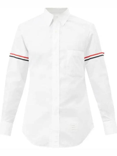 Men's Poplin Grosgrain Armband Classic Long Sleeve Shirt White - THOM BROWNE - BALAAN 2