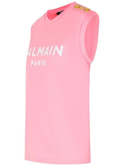 Balmain Pink Cotton Tank Top - BALMAIN - BALAAN 2