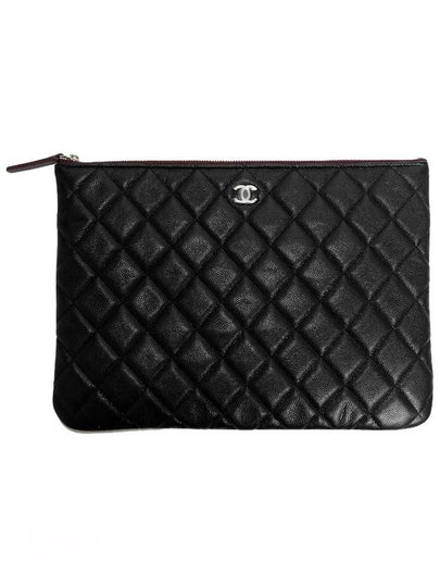 Medium Classic Clutch Bag Caviar Leather & Silver Black - CHANEL - BALAAN 2