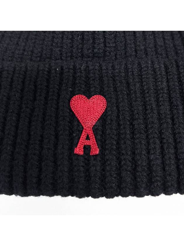 Small Heart Logo Beanie Black BFUHA106018 - AMI - BALAAN 4