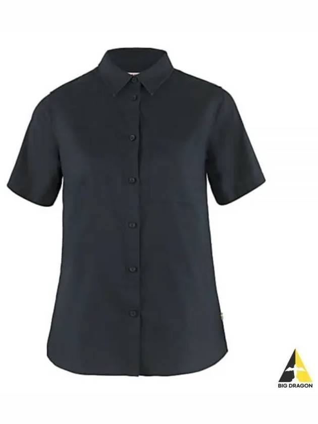 Women's Ovik Travel Short Sleeves Shirt Dark Navy - FJALL RAVEN - BALAAN 2