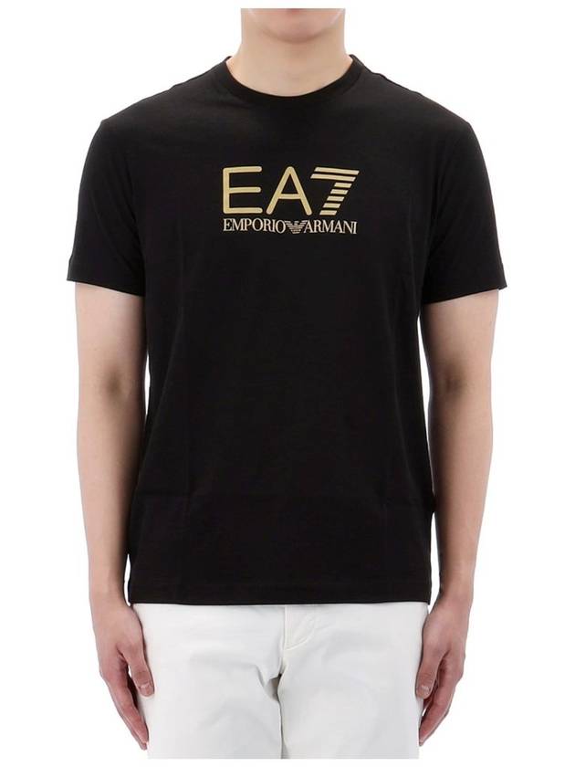 EA7 Gold Label Crew Neck Short Sleeve T-Shirt Black - EMPORIO ARMANI - BALAAN 3