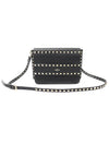 UW2B0E86BOL Black Calfskin Gold Rockstud Clutch Crossbody Bag - VALENTINO - BALAAN 1