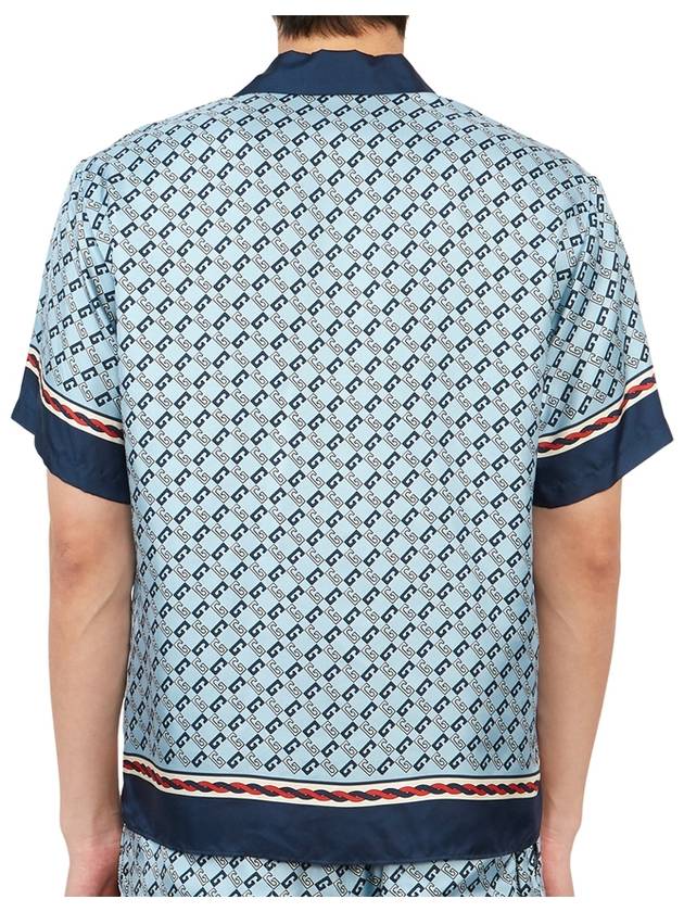 Interlocking G Silk Short Sleeve Shirt Blue - GUCCI - BALAAN 5