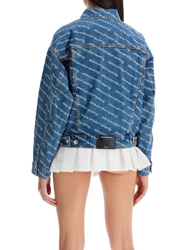 Women's Logo Print Trucker Denim Jacket Blue - ALEXANDER WANG - BALAAN 4