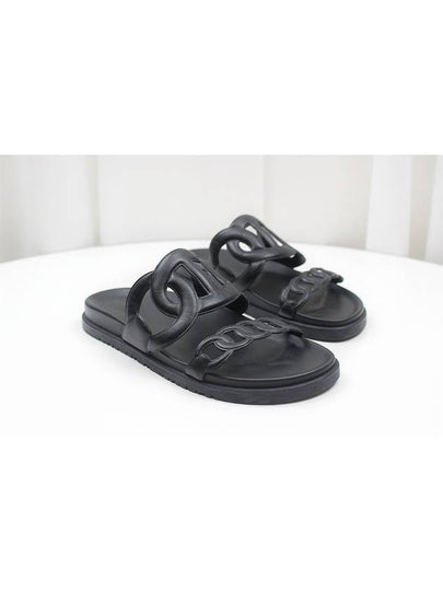 Extra Women s Sandals Slippers Noir Black 38 5 Size H222302Z - HERMES - BALAAN 2