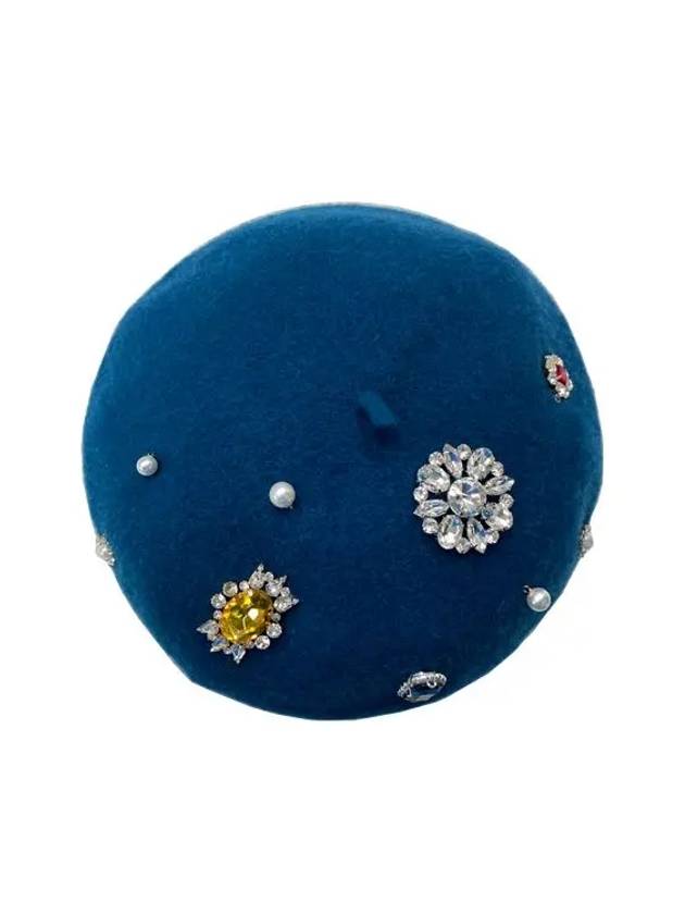 Golf Wear Handmade Jewel Beret Deep Blue - J JANE - BALAAN 1