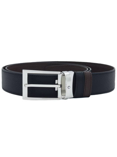 Rectangular Pin Buckle Reversible Leather Belt Black Brown - MONTBLANC - BALAAN 2