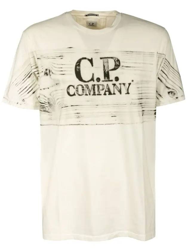 Logo Print Short Sleeve T-Shirt White - CP COMPANY - BALAAN.