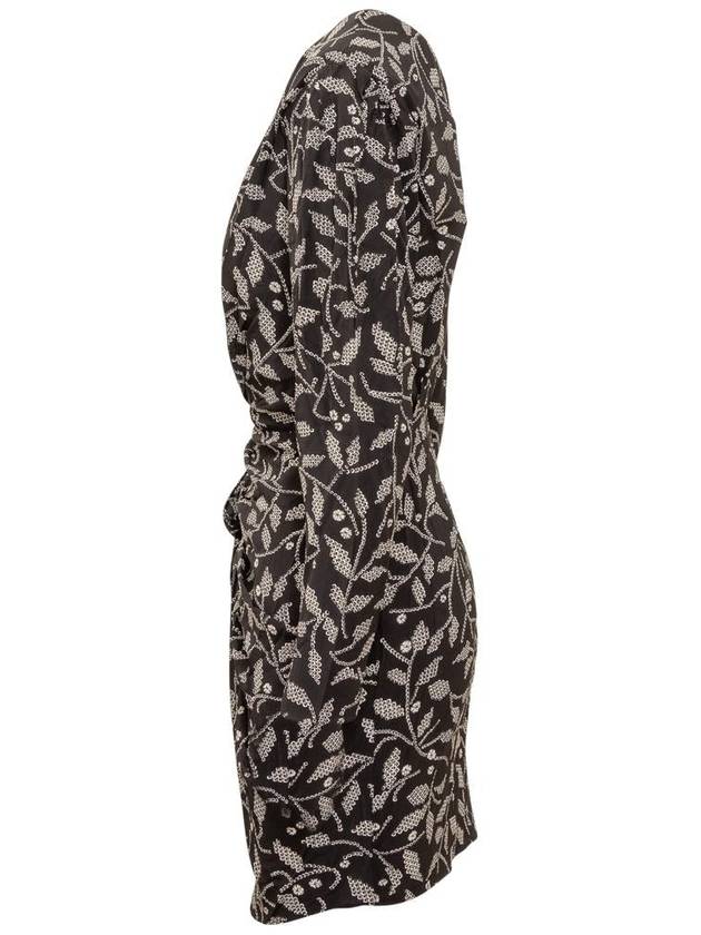 Women's Dulce Drape Print Crepe Short Dress Black - ISABEL MARANT ETOILE - BALAAN 4