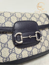 Used luxury goods Lewis It Blue Beige GG Supreme Horsebit 1955 Mini Shoulder Bag - GUCCI - BALAAN 4