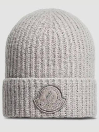 3B00072 M5768 92W Logo Patch Wool Beanie 1344319 - MONCLER - BALAAN 1