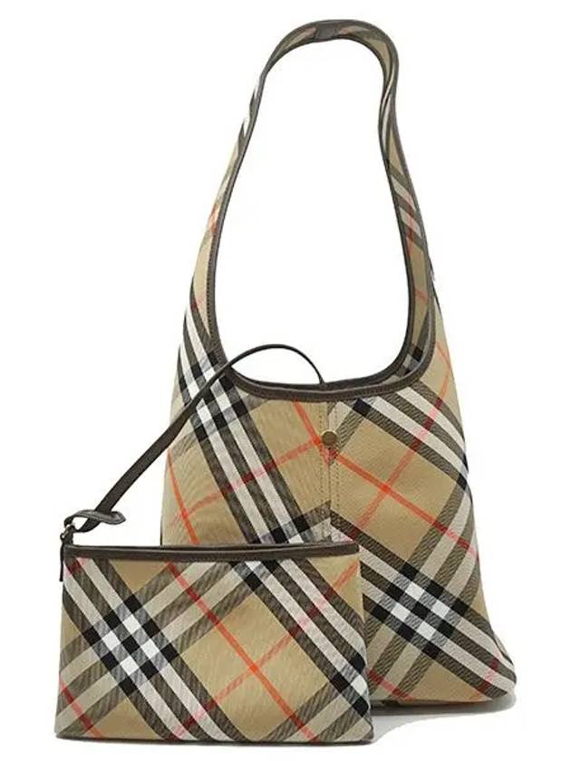 Small Check Pattern Cotton Shoulder Bag Beige - BURBERRY - BALAAN 2