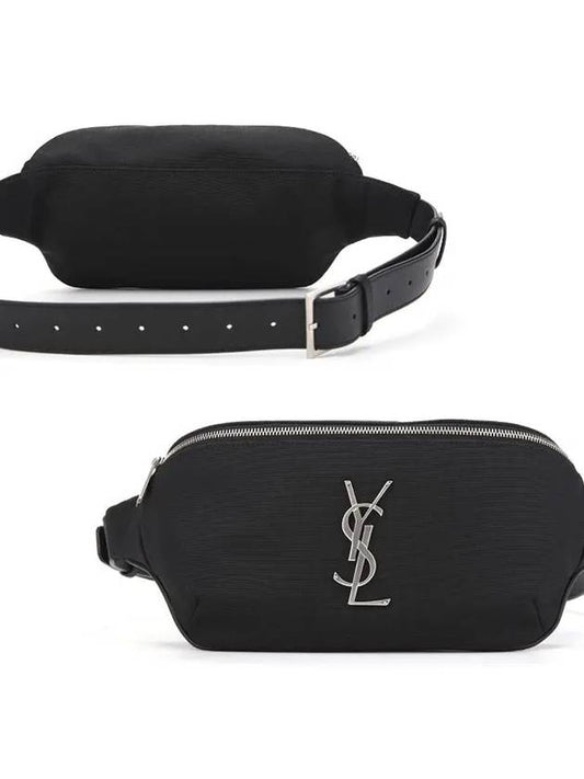 Cassandre Classic Canvas Leather Belt Bag Black - SAINT LAURENT - BALAAN 2