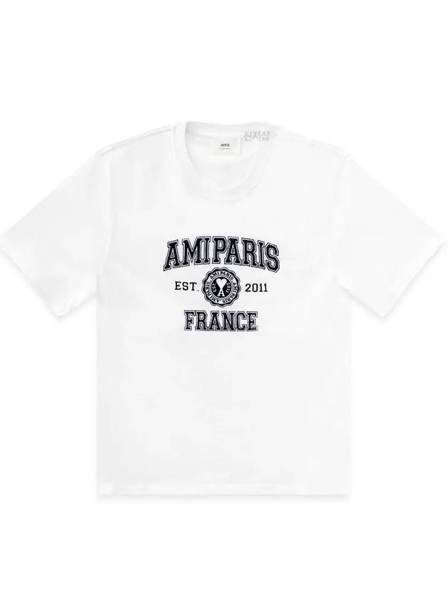 Varsity Logo Short Sleeve T-Shirt White - AMI - BALAAN 2