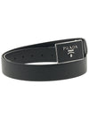 Metal Buckle Saffiano Leather Belt Black - PRADA - BALAAN 4