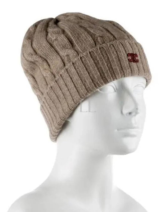 Triomphe Cable Knit Cashmere Beanie Light Taupe - CELINE - BALAAN 2