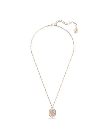 Swan Octagon Emblem Pendant Necklace Rose Gold - SWAROVSKI - BALAAN 1