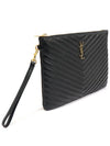 559193 Black Quilted Calfskin Gold Monogram Tablet New Medium Clutch - SAINT LAURENT - BALAAN 3