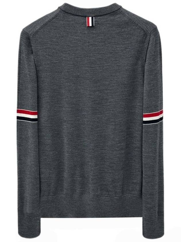 Merino Striped Crew Neck Knit Top Grey - THOM BROWNE - BALAAN 3