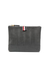 4-Bar Wash Wool Clutch Bag Grey - THOM BROWNE - BALAAN 1