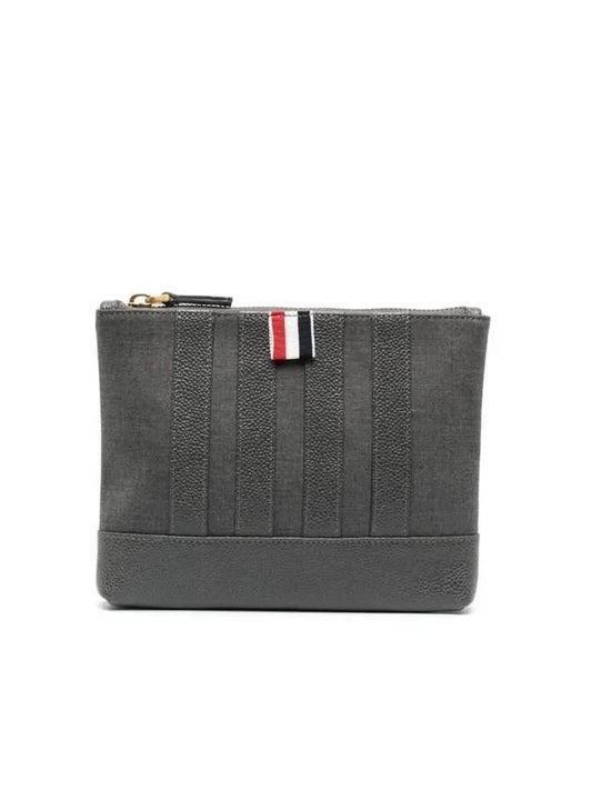 4-Bar Wash Wool Clutch Bag Grey - THOM BROWNE - BALAAN 1