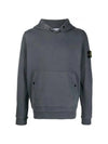 Snap Brushed Cotton Fleece Hoodie Lead Grey - STONE ISLAND - BALAAN 1